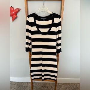 French Connection black and white long sleeve sweater dress